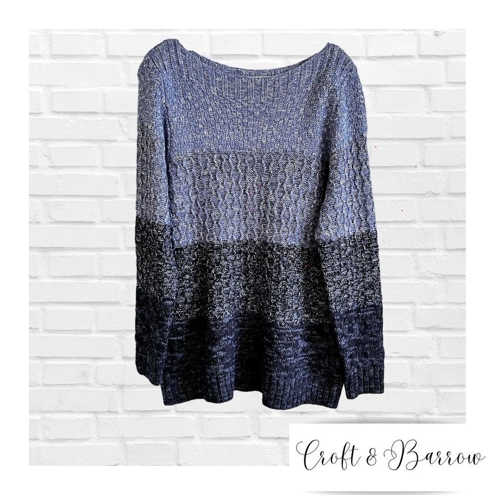 Croft and Barrow Boatneck Blue Ombre Tunic Sweater Women’s XXL in EUC Plus Size